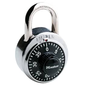 A combination padlock is a reliable mechanical mechanism and requires a sequence or combination of numbers to release. 